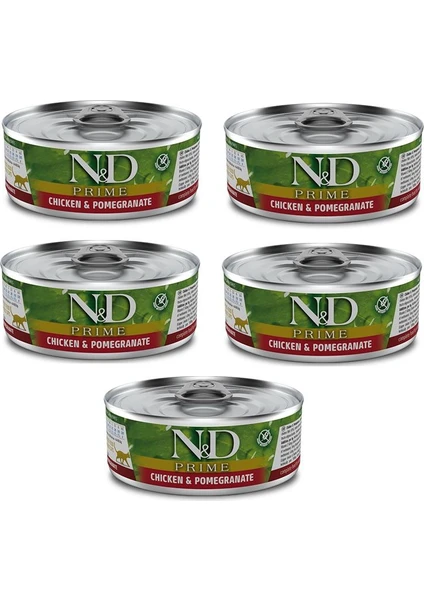 N&d Prime Tahılsız 5 Adet Tavuk Nar Yetişkin Kedi Yaş Mama 80 gr