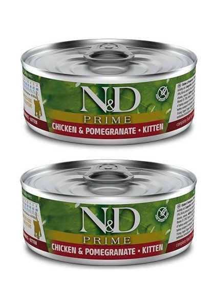 Prime Kitten 2 Adet Tavuk Etli Narlı Yavru Yaş Mama 80 gr