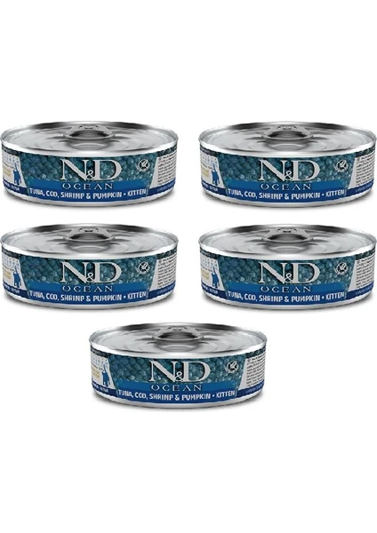 N&d Ocean Kitten 5 Adet Ton Karides Balkabağı Yavru Yaş Mama 80GR