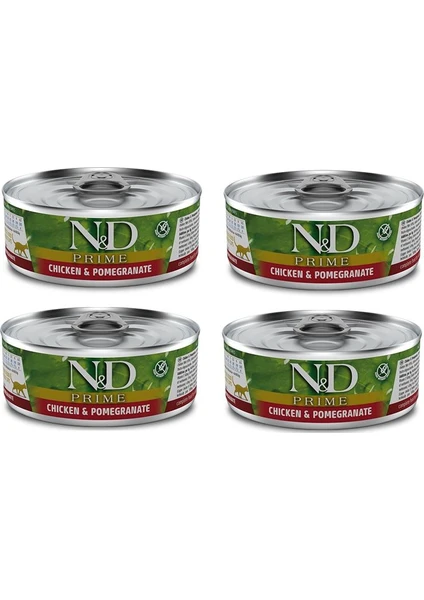 N&d Prime Tahılsız 4 Adet Tavuk Nar Yetişkin Kedi Yaş Mama 80 gr