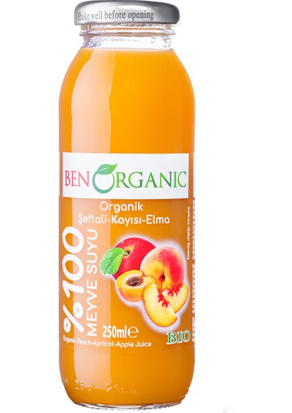 Benorganic  Şeftali-Kayısı-Elma Suyu 12'li x 250 ml