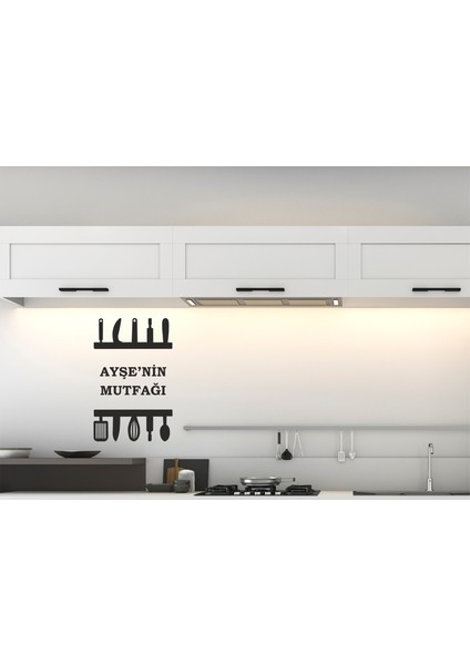 Isme Özel Mutfak Yapıştırma Siyah Çok Amaçlı Duvar Sticker