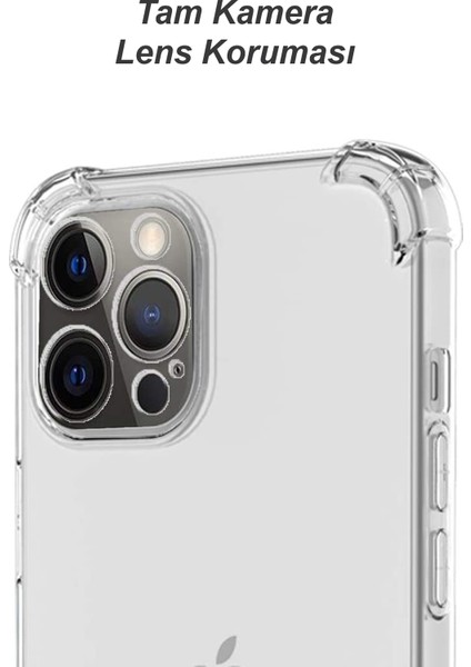 Apple iPhone 12 Pro Kapak Kamera Korumalı Şeffaf Airbag Antishock Silikon Kılıf Şeffaf fiyatları