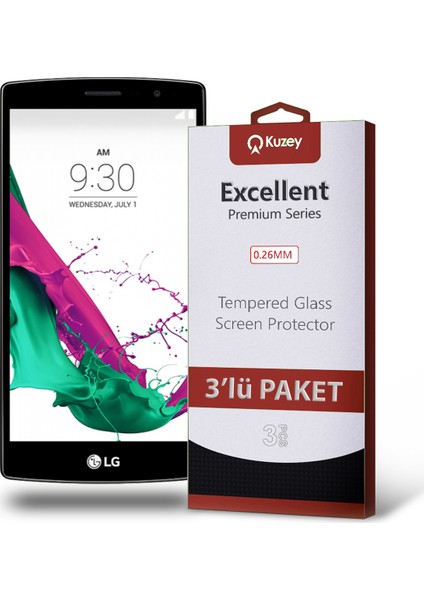 Lg G4 Beat Temperli Ekran Koruyucu Kırılmaz Cam Ekonomik 3 Adet Şeffaf