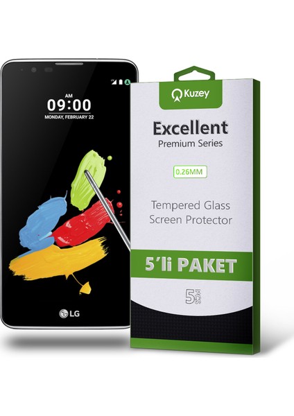 Lg Stylus 2 Temperli Ekran Koruyucu Kırılmaz Cam Ekonomik 5 Adet Şeffaf fiyatları