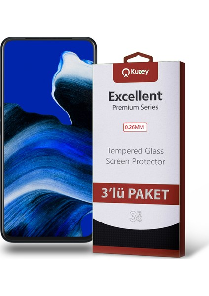 Oppo Reno 2 Z Temperli Ekran Koruyucu Kırılmaz Cam Ekonomik 3 Adet Şeffaf