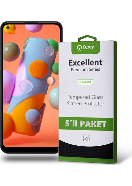 Samsung Galaxy A11 Temperli Ekran Koruyucu Kırılmaz Cam Ekonomik 5 Adet Şeffaf fiyatları
