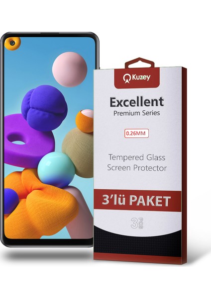 Samsung Galaxy A21S Temperli Ekran Koruyucu Kırılmaz Cam Ekonomik 3 Adet Şeffaf fiyatları