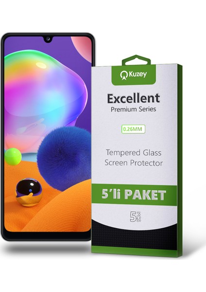 Samsung Galaxy A31 Temperli Ekran Koruyucu Kırılmaz Cam Ekonomik 5 Adet Şeffaf