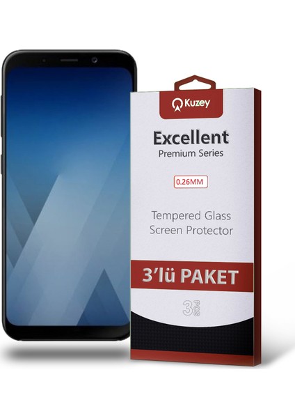 Samsung Galaxy A5 2018 Temperli Ekran Koruyucu Kırılmaz Cam Ekonomik 3 Adet Şeffaf fiyatları
