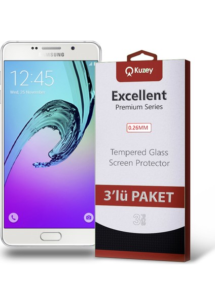 Samsung Galaxy A7 2016 Temperli Ekran Koruyucu Kırılmaz Cam Ekonomik 3 Adet Şeffaf