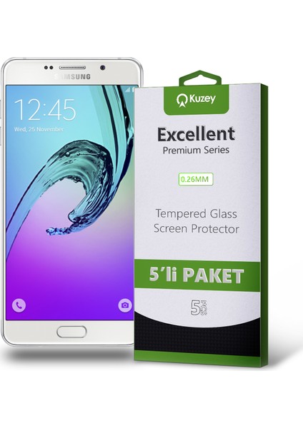 Samsung Galaxy A7 2016 Temperli Ekran Koruyucu Kırılmaz Cam Ekonomik 5 Adet Şeffaf