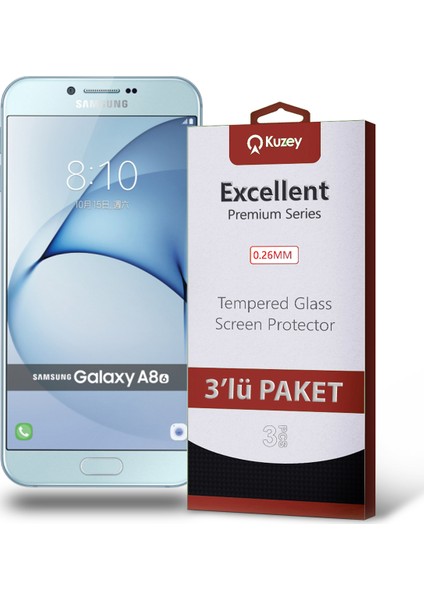 Samsung Galaxy A8 2016 Temperli Ekran Koruyucu Kırılmaz Cam Ekonomik 3 Adet Şeffaf
