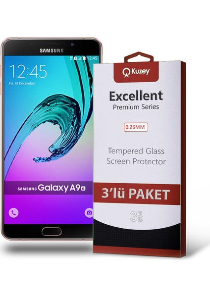 Samsung Galaxy A9 2016 Temperli Ekran Koruyucu Kırılmaz Cam Ekonomik 3 Adet Şeffaf