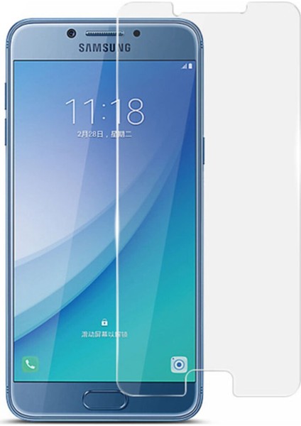 Samsung Galaxy C5 Temperli Ekran Koruyucu Kırılmaz Cam Ekonomik 3 Adet Şeffaf