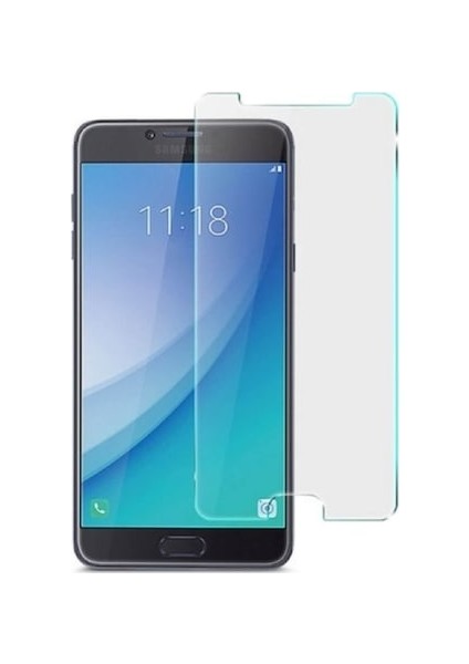 Samsung Galaxy C7 Temperli Ekran Koruyucu Kırılmaz Cam Ekonomik 5 Adet Şeffaf