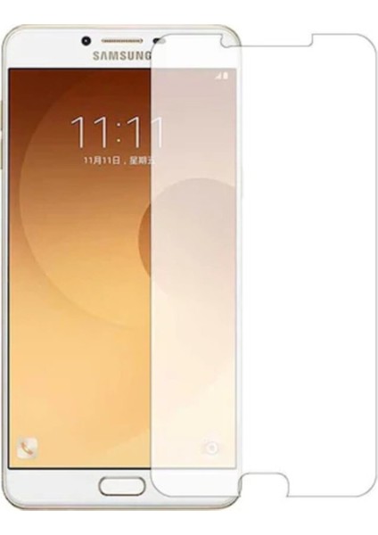 Samsung Galaxy C9 Pro Temperli Ekran Koruyucu Kırılmaz Cam Ekonomik 5 Adet Şeffaf