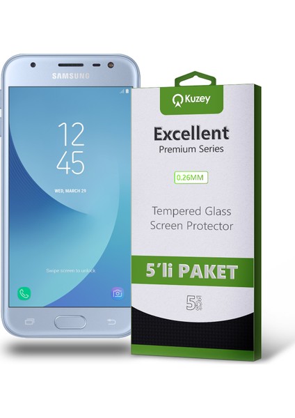 Samsung Galaxy J3 Pro Temperli Ekran Koruyucu Kırılmaz Cam Ekonomik 5 Adet Şeffaf