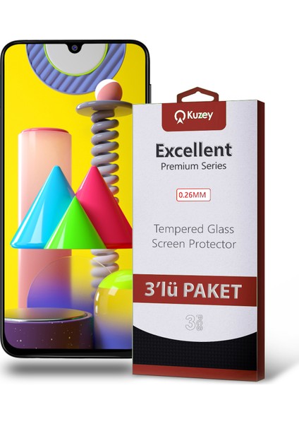 Samsung Galaxy M31 Temperli Ekran Koruyucu Kırılmaz Cam Ekonomik 3 Adet Şeffaf