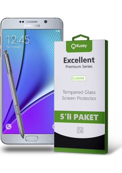 Samsung Galaxy Note 5 Temperli Ekran Koruyucu Kırılmaz Cam Ekonomik 5 Adet Şeffaf fiyatları