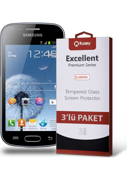 Samsung Galaxy Trend Temperli Ekran Koruyucu Kırılmaz Cam Ekonomik 3 Adet Şeffaf fiyatları