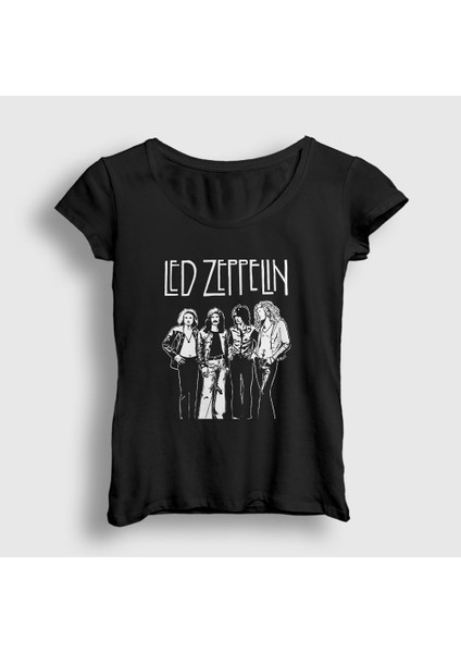 Kadın Siyah Band Led Zeppelin T-Shirt