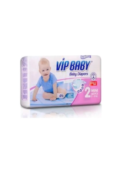 Bebiko Vip Baby Active & Soft Bantlı Bebek Bezi 3 - 6 kg 2 Beden 40 Adet