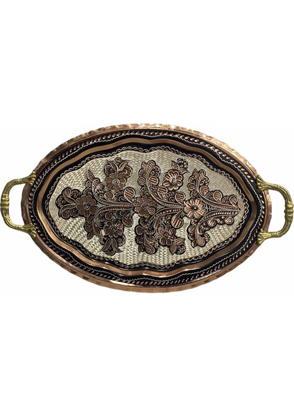 Bakır Tepsi El Işlemeli 40 Cm
