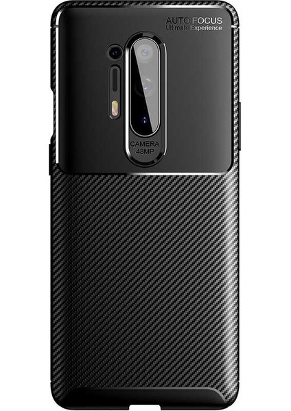 One Plus 8 Pro Kılıf Karbon Desenli Lux Silikon + Tam Kaplayan 6d Polymer Nano Ekran Koruyucu Siyah