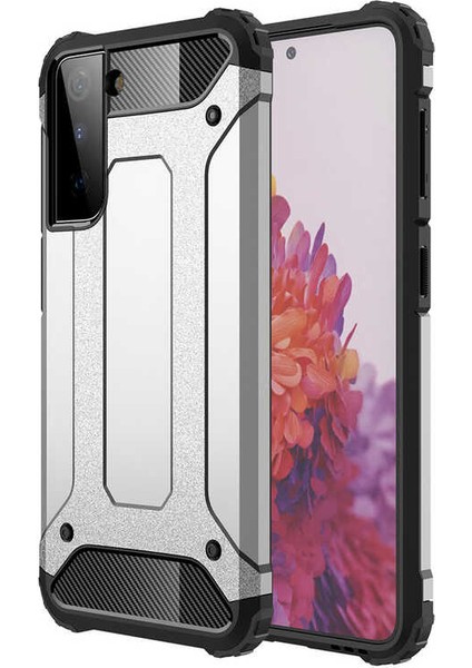 - Samsung Galaxy S21 Plus - Kılıf Çift Katman Zırh Tank Crash Military Kapak - Gri - T16043