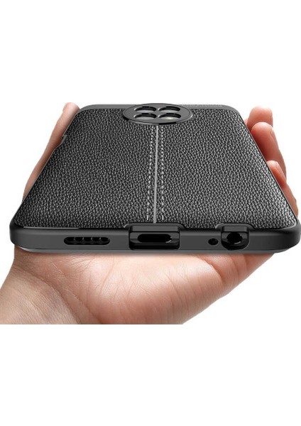Xiaomi Redmi Note 9t 5g Kılıf Ultra Korumalı Deri Desenli Lüx Niss Silikon Kılıf + Tam Kaplayan 6d Nano Ekran Koruyucu Siyah modelleri