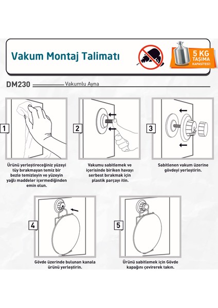 Vakumlu Banyo Aynası Krom DM230