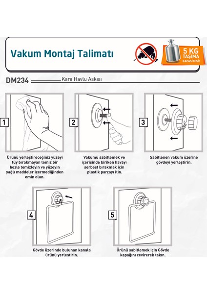 Teknotel Delme Vida Matkap Yok! Vakumlu Kare Havluluk Beyaz DM234 fırsatları