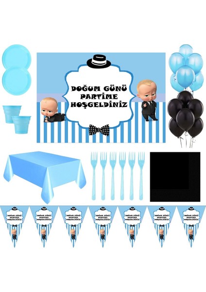 Patron Bebek Afişli Doğum Günü Parti Süsleri 24 Kişilik