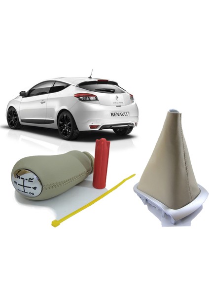 Opr Renault Megane 3 Bej Vites Körüğü ve Vites Topuzu Takımı (Krem)