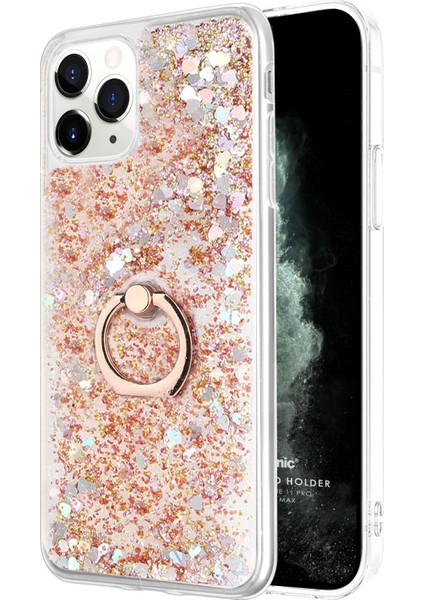 Apple iPhone 11 Pro Kılıf Glitter Liquid Holder Gold