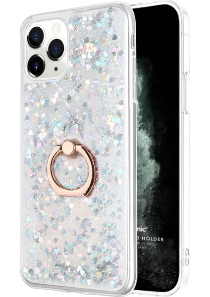 Apple iPhone 11 Pro Kılıf Glitter Liquid Holder Gümüş