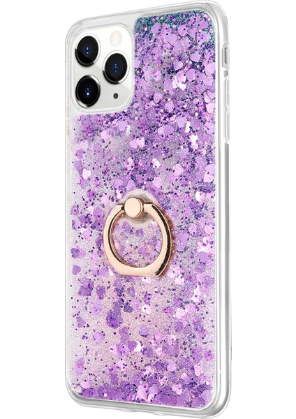 Apple iPhone 11 Pro Max Kılıf Glitter Liquid Holder Mor