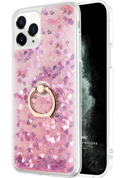 Apple iPhone 11 Pro Max Kılıf Glitter Liquid Holder Pembe