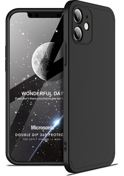 Apple iPhone 12 Mini Kılıf Double Dip 360 Protective Siyah
