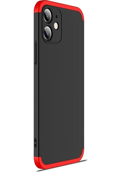 Apple iPhone 12 Mini Kılıf Double Dip 360 Protective Siyah - Kırmızı