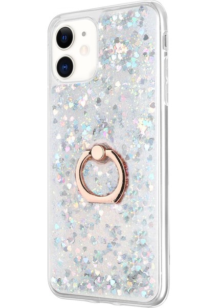 Apple iPhone 12 Mini Kılıf Glitter Liquid Holder Gümüş