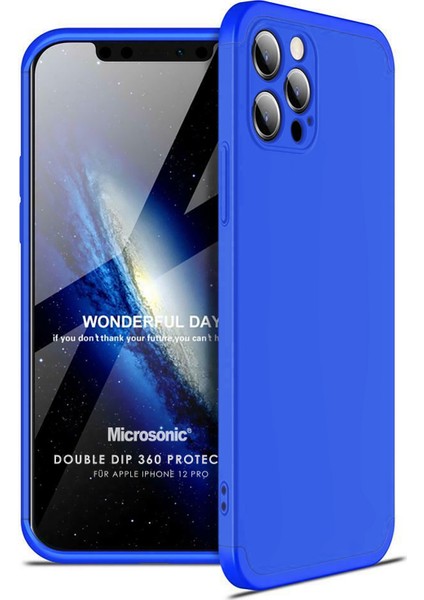 Apple iPhone 12 Pro Kılıf Double Dip 360 Protective Mavi