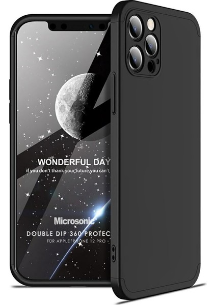 Apple iPhone 12 Pro Kılıf Double Dip 360 Protective Siyah