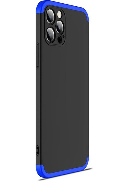 Apple iPhone 12 Pro Kılıf Double Dip 360 Protective Siyah - Mavi