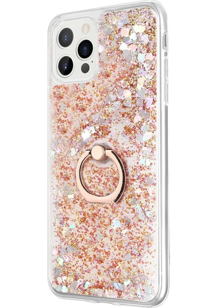 Apple iPhone 12 Pro Max Kılıf Glitter Liquid Holder Gold