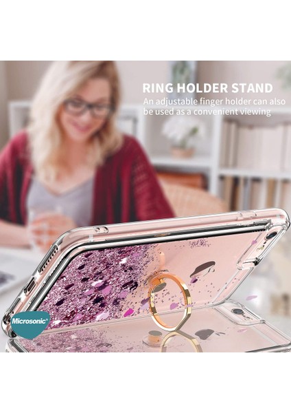 Apple iPhone 12 Pro Max Kılıf Glitter Liquid Holder Pembe