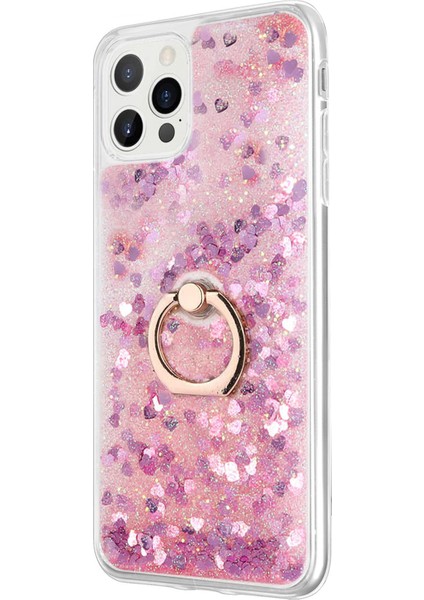 Apple iPhone 12 Pro Max Kılıf Glitter Liquid Holder Pembe