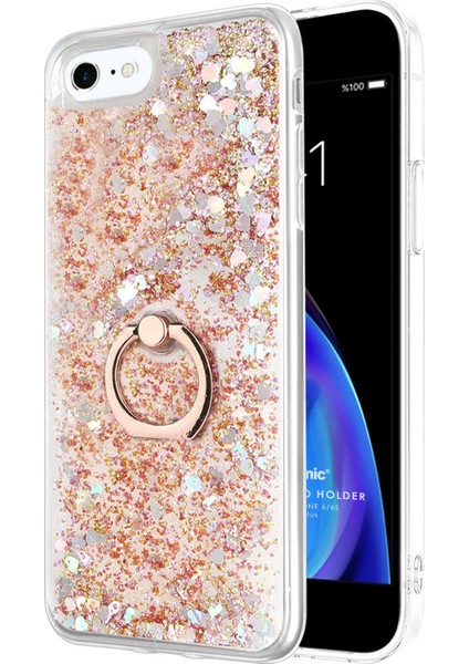 Apple iPhone 6 Plus Kılıf Glitter Liquid Holder Gold