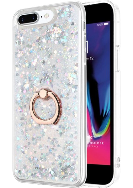 Apple iPhone 8 Plus Kılıf Glitter Liquid Holder Gümüş